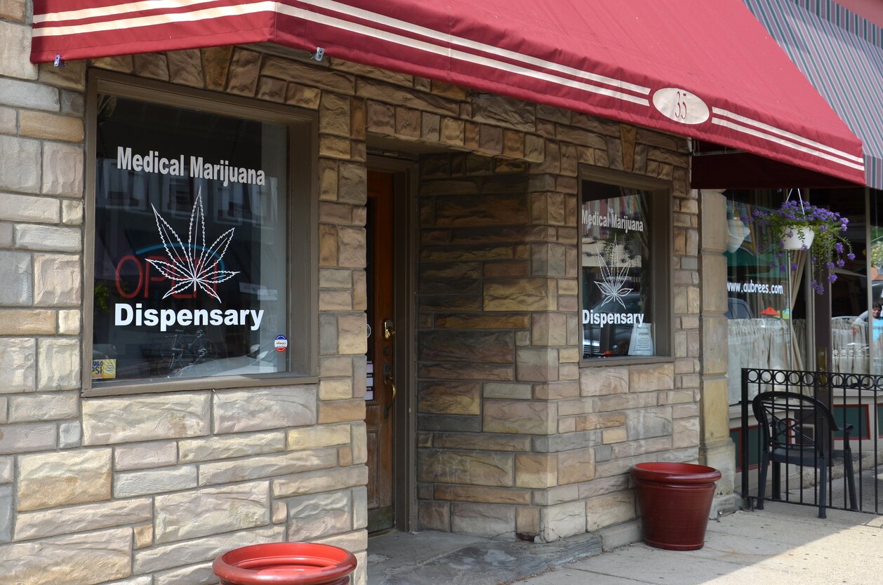 Ypsilianti, MI, United States - July 3, 2013: Medical marijuana dispensaries, such as this one in Ypsilanti, MI, shown July 3, 2013, started opening after the Michigan Medical Marijuana Act was passed in 2008.